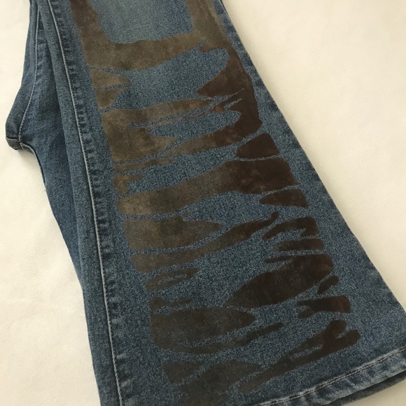 Y2K Blue Jeans Flares With Velour Detail - Picture 6 of 9
